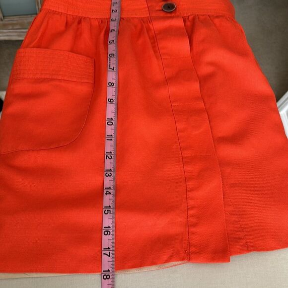 J.CREW Women’s Linen Blend Skirt 8 Button Front Lined Pockets Bright Orange Sz.8 - Picture 6 of 9